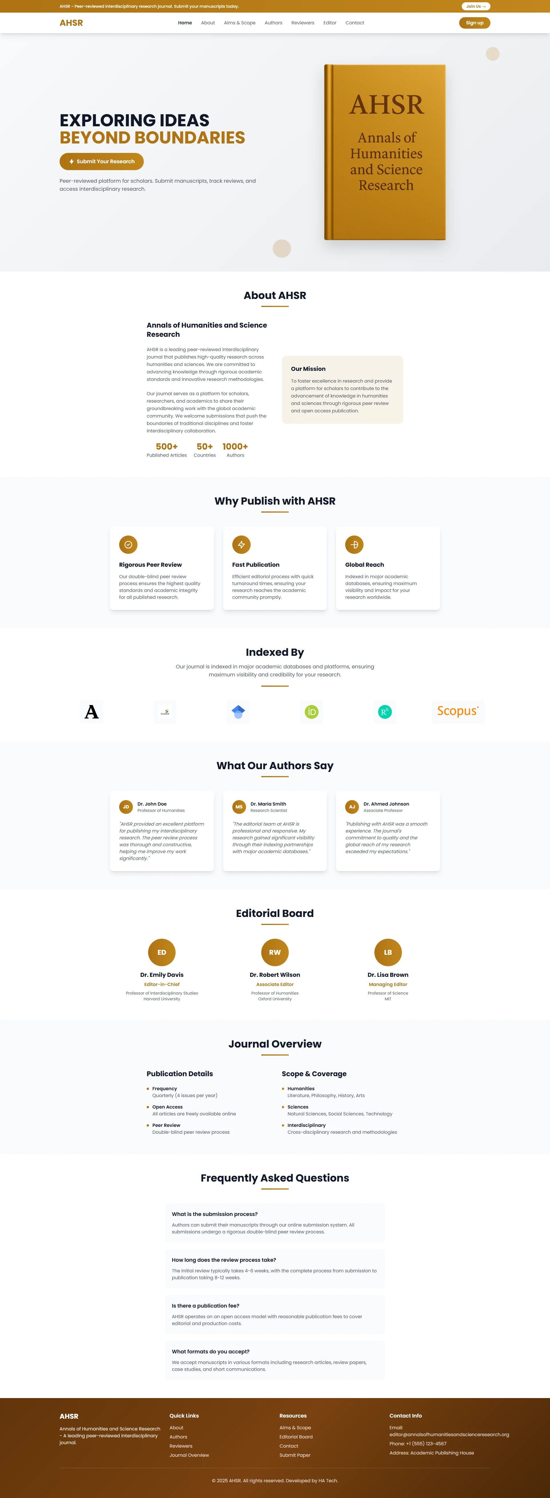 Academic Journal | Custom Frontend & OJS Setup